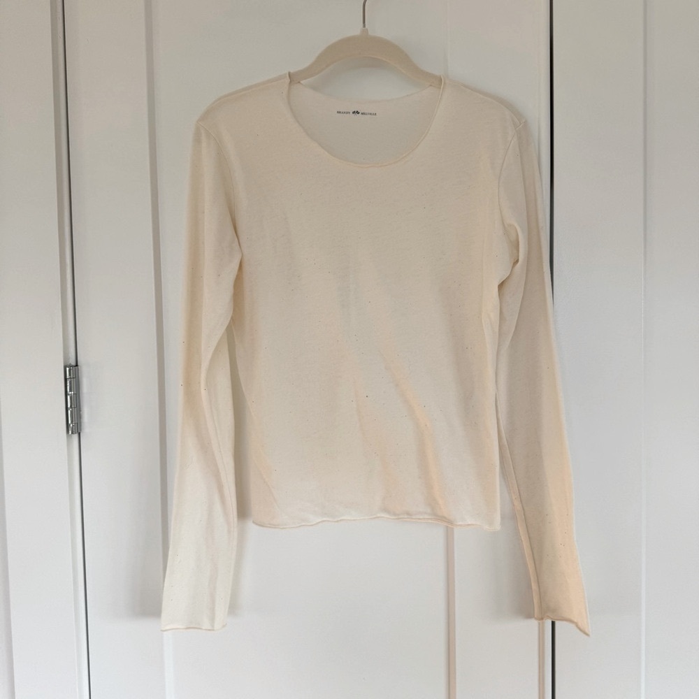 Brandy Melville Women's Cream Long Sleeve Top
